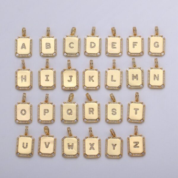 24k Gold Filled Initial Tag Letter Charm A - Z Alphabet Letter Drop Charm Pendant Personalized Charm for Necklace Jewelry Making A-781-A-806