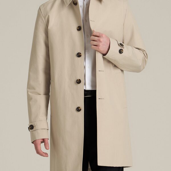 Minimalist Trench Coat for Tall Men in Light Khaki
