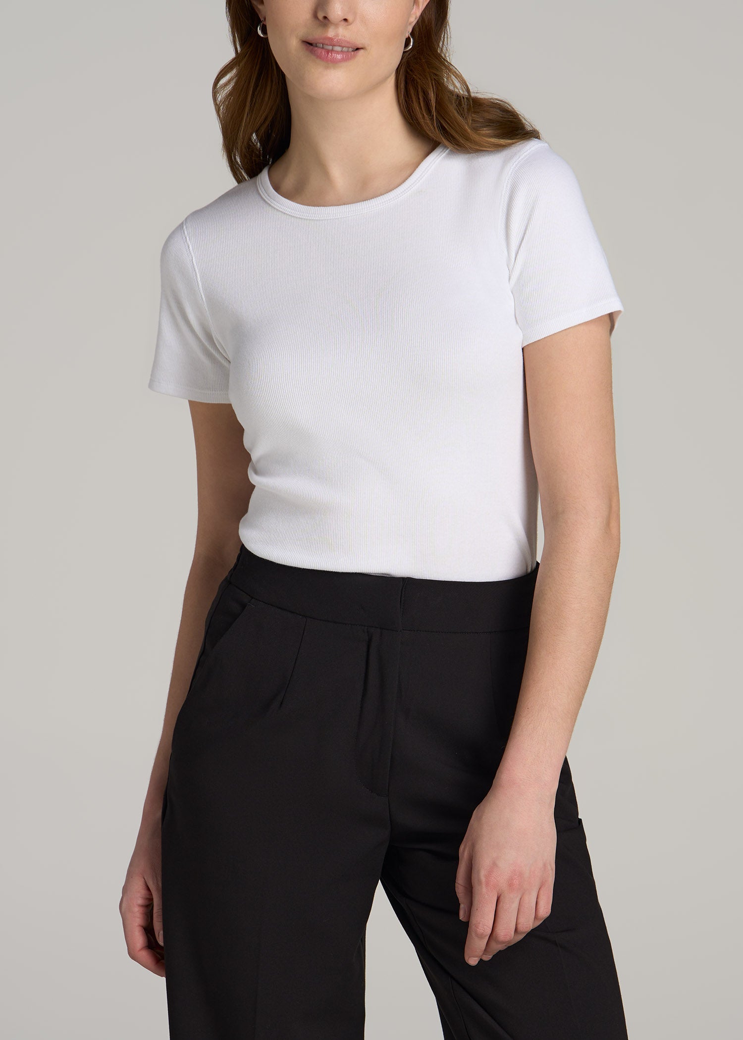 American-Tall-Women-Short-Sleeve-Crew-Neck-Ribbed-Tee-Bright-White-front