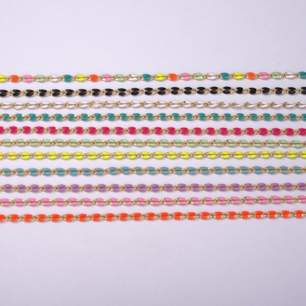 Enamel Gold Filled Colored Chain 2.9mm width Colorful Chain, Chunky Statement Chain Link chain 16, 18 inch + 2 inch extender | WA-337 to WA-358 Clearance Pricing