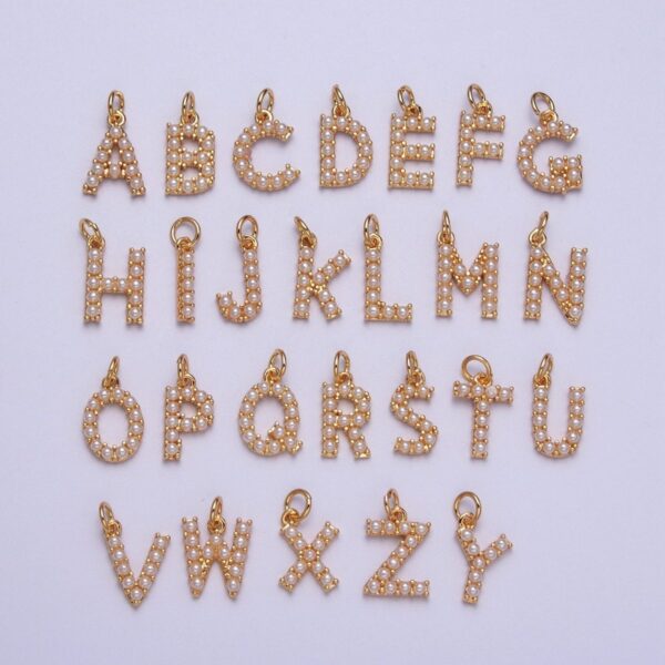 Mini Alphabet Pearl Charm Tiny Pearl Initial Charm 16K Gold Filled Charm for Personalized Jewelry | A-313-A-325